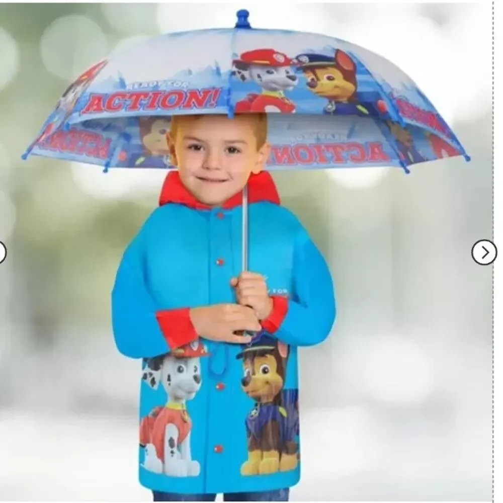 Brand New Nickelodeon Paw Patrol Kids Blue Red Raincoat and umbrella